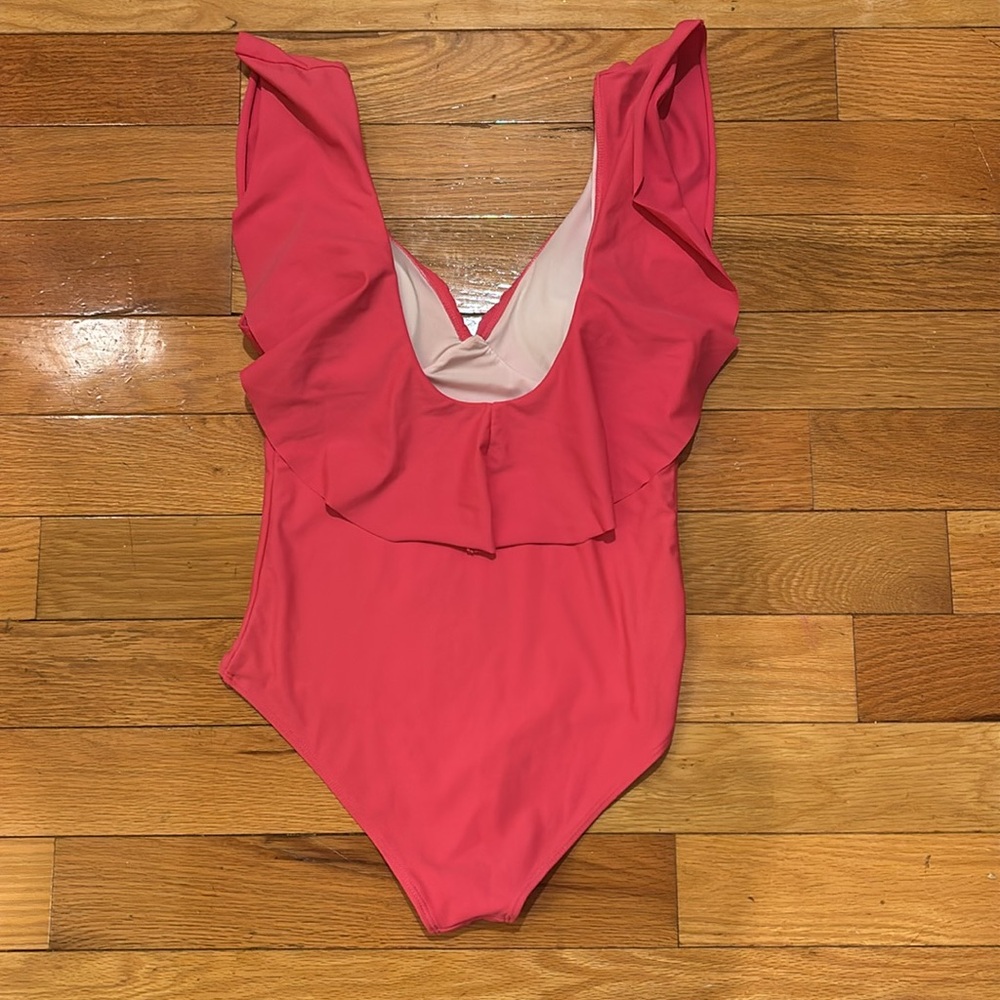 AdoreShe Pink Ruffled One Piece Swimsuit Size Small - Picture 2 of 3